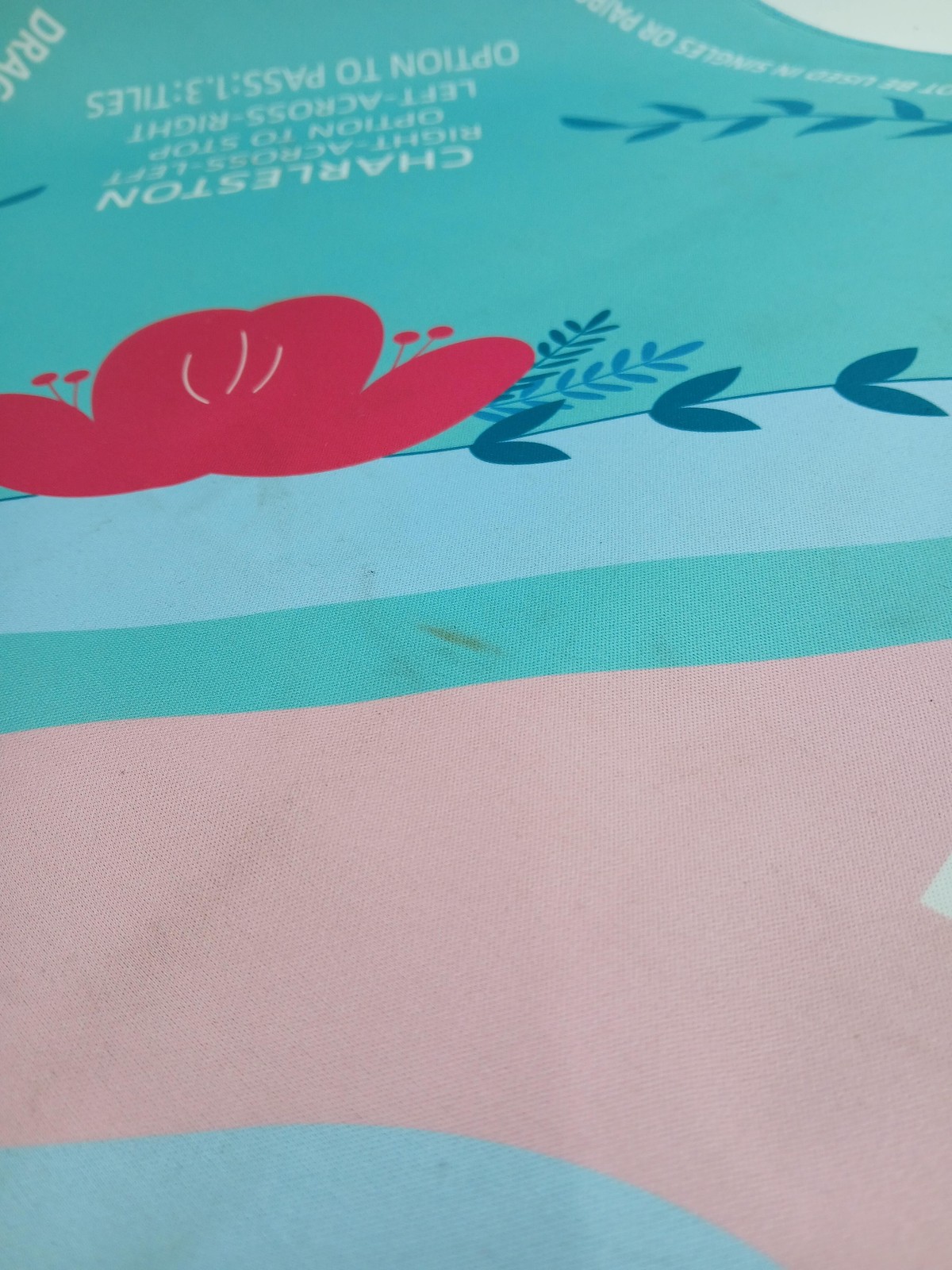 Mahjong Game Table Mat Accessory 31×31 Square Turquoise Pink Charleston Tile
