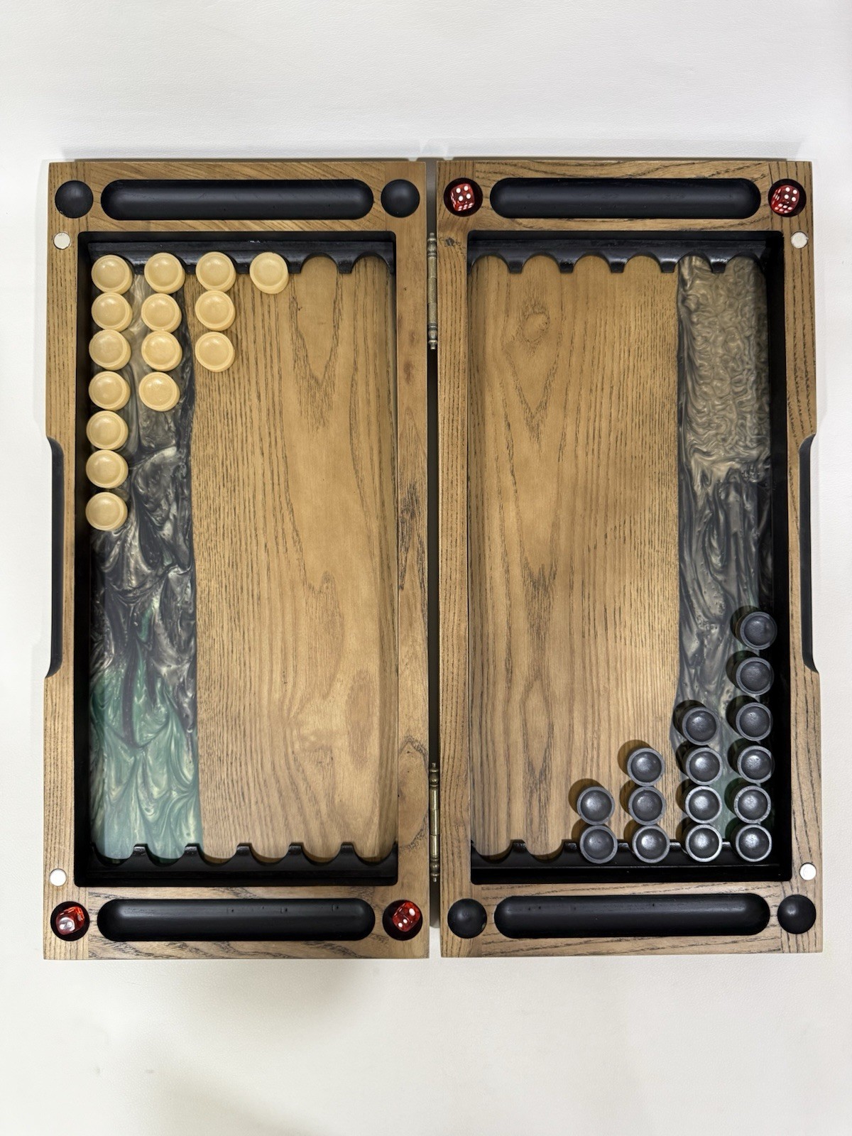 Exclusive Gold Backgammon Board, Wood & Epoxy Resin, Handmade Luxury Game Set
