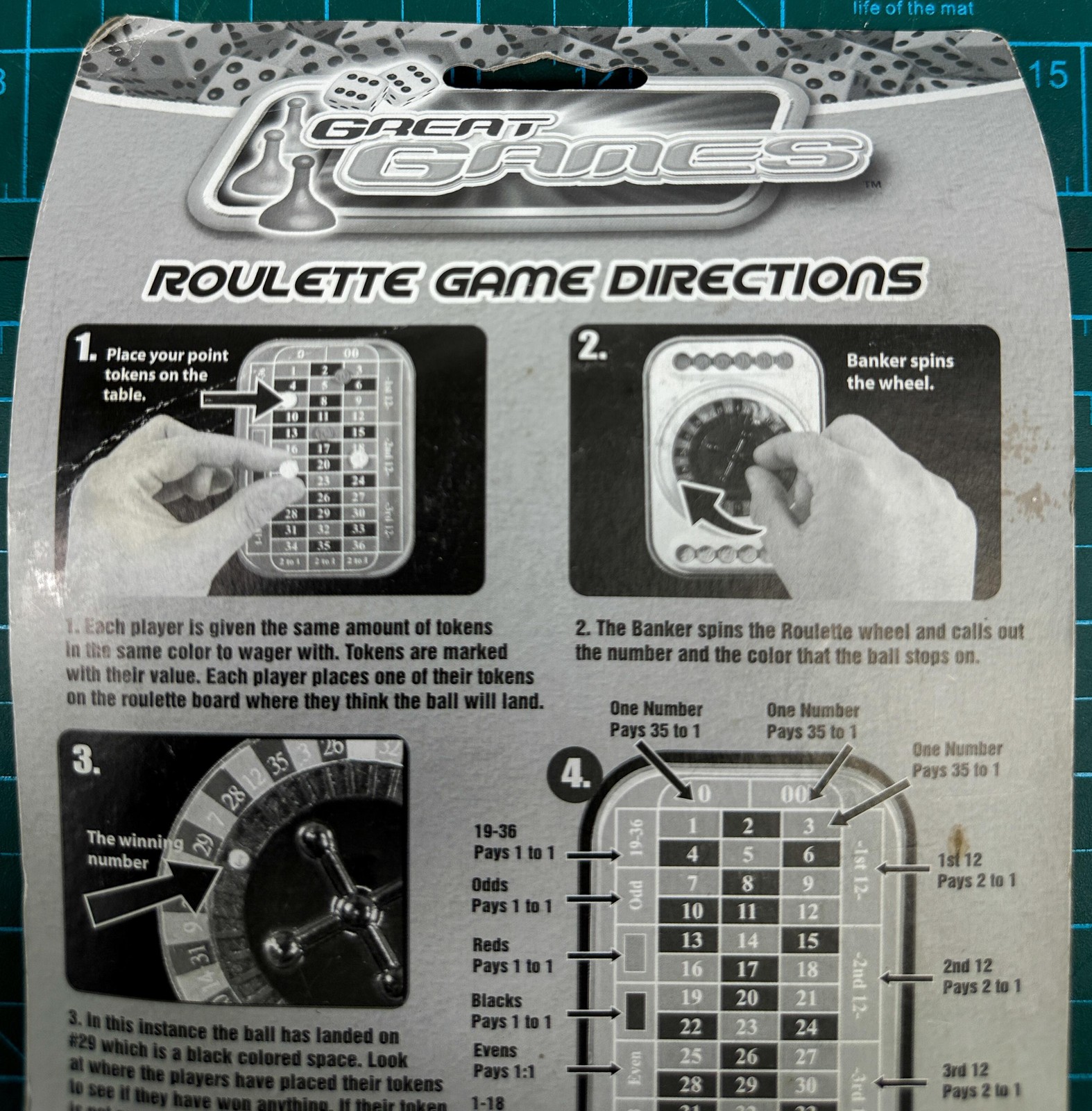 JA-RU Great Games Roulette Game Toy New Sealed Card 96 Tokens Age 4+ Travel