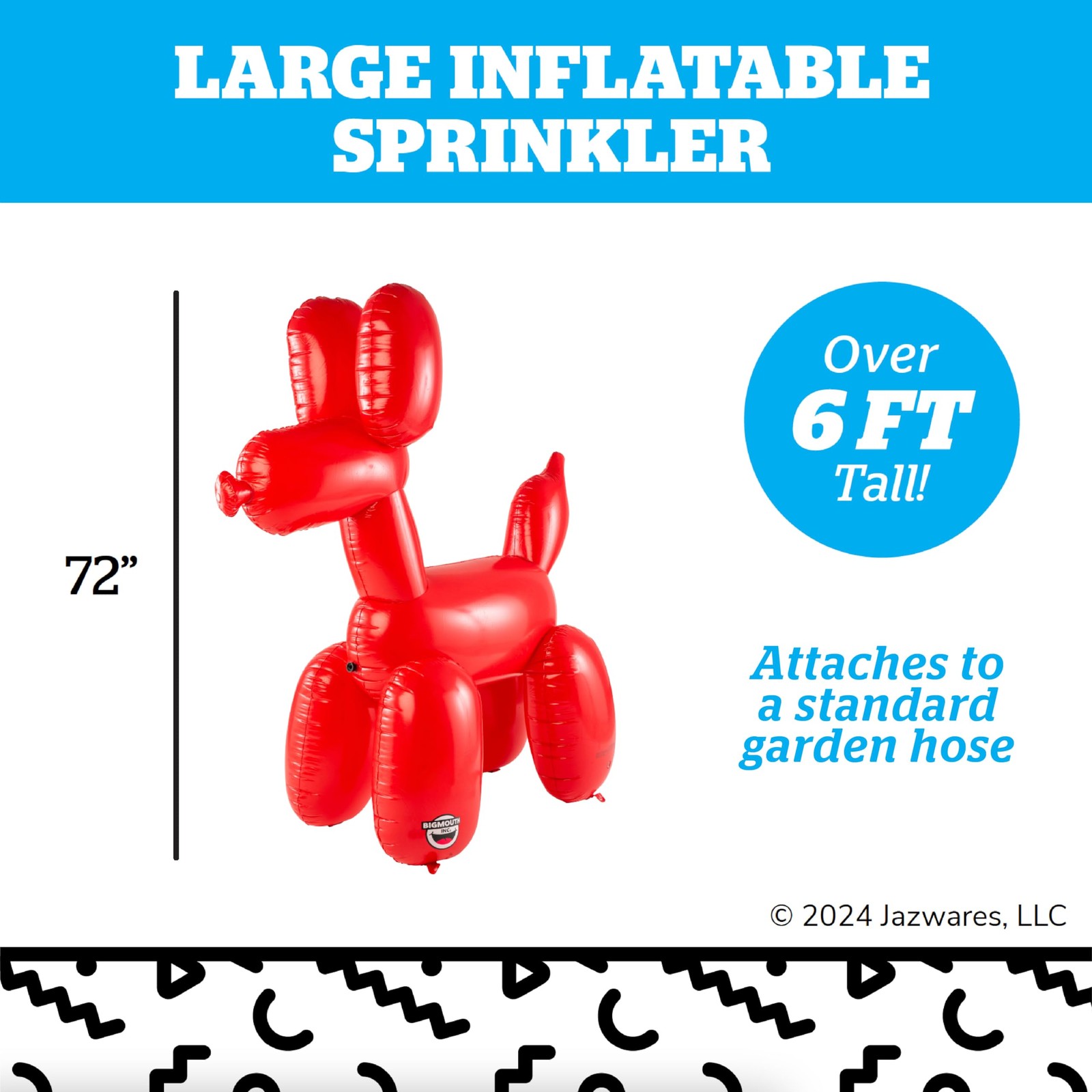 Inflatable Balloon Dog Sprinkler 6 Feet Tall Kids Water Toy Multi 22-BYS-4001