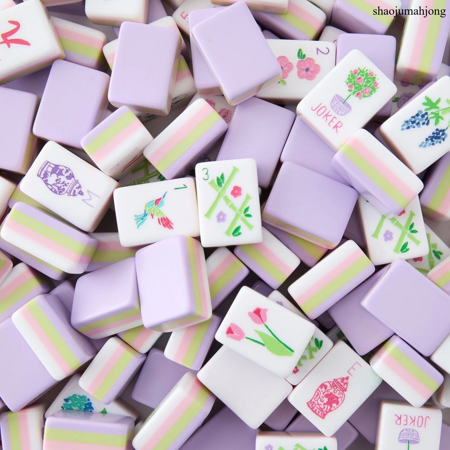 NEW! Vibrant Layered Mahjong Tiles – Full American Set 160Tiles – lavender