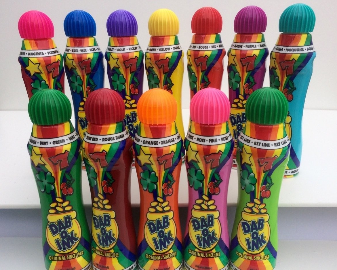 Dab-O-Ink 3oz Bulk Bingo Daubers-Mixed Colors (Full Full Case 144 ct, Red