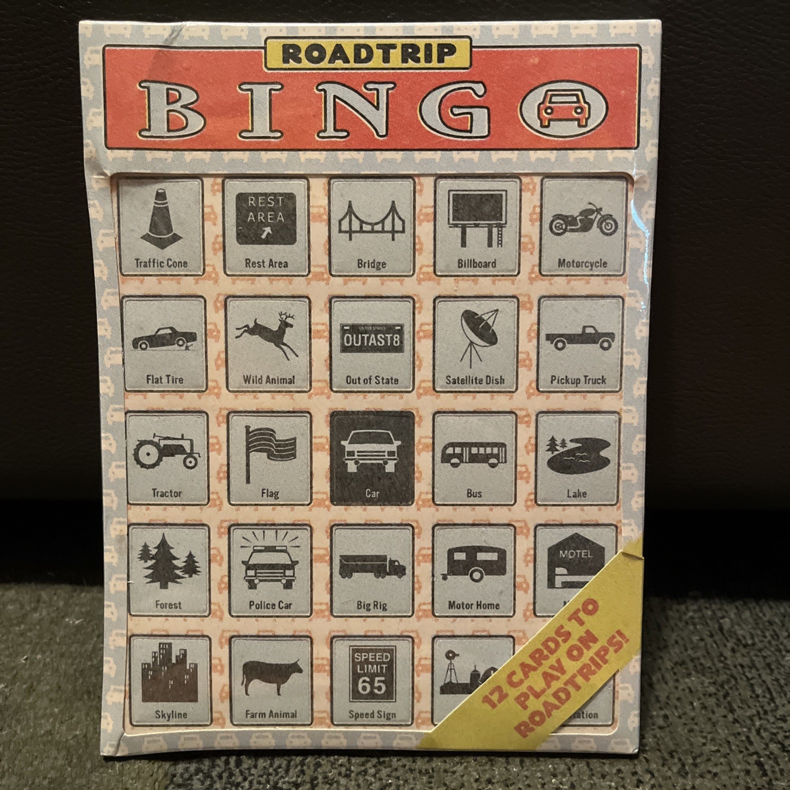 Roadtrip Bingo Set by Knock Knock, sealed, 2 to 12 players, 12 cards