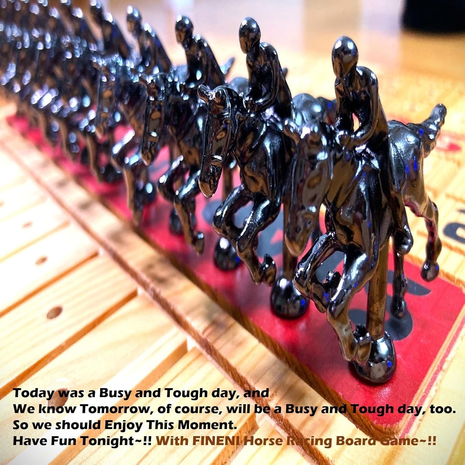 Horse Racing Board Game with Luxurious Durable Metal Horses, 11 Pieces, Black…