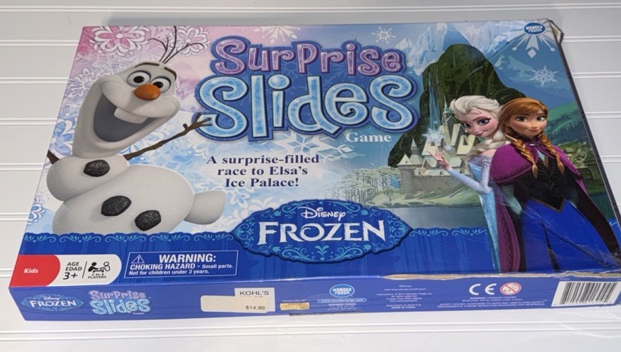 2014 DISNEY Frozen Surprise Slides Board Game Elsa Anna Olaf Kristoff