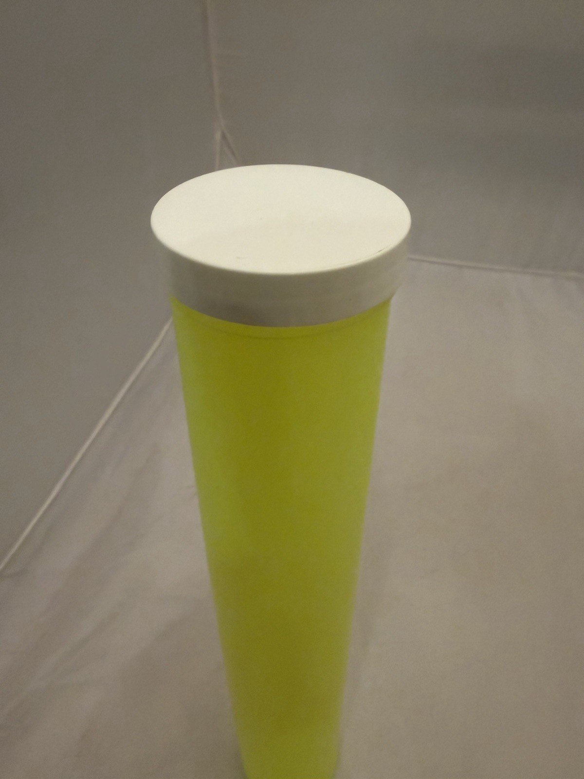Vintage 12” Yellow Pog Tube with Screw on Lid Holds Approx 200 Pogs New