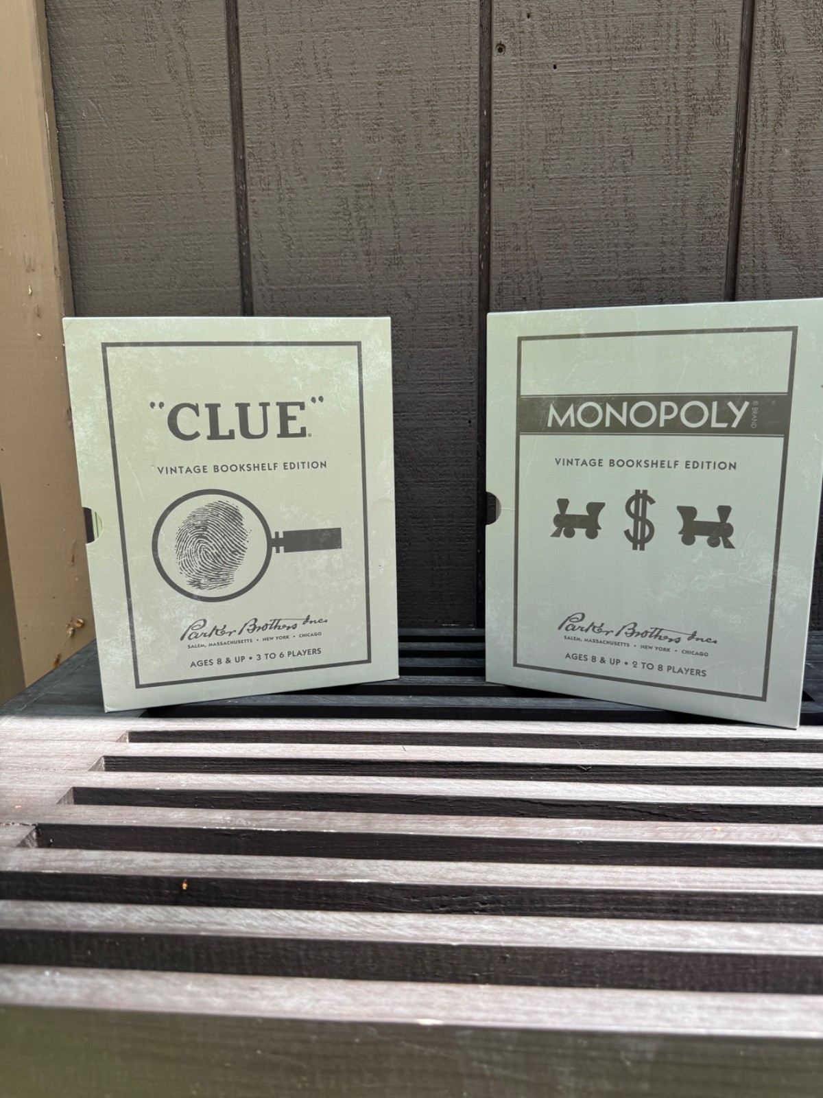 WS Game Company Vintage Board Games Bookshelf Collection – Monopoly & Clue