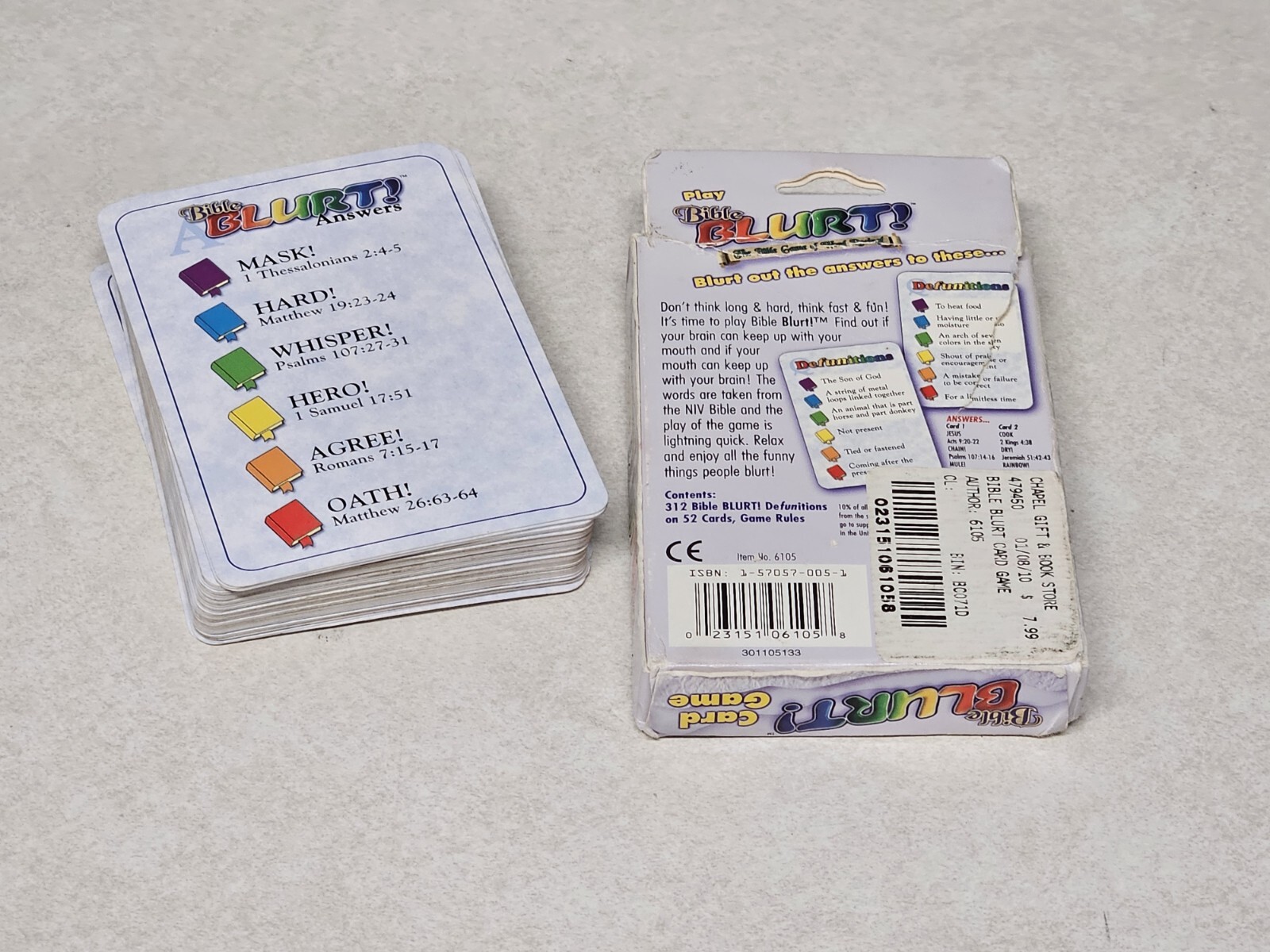 Bible Blurt! Card Game USED Talicor The Bible Game of Word Racing complete