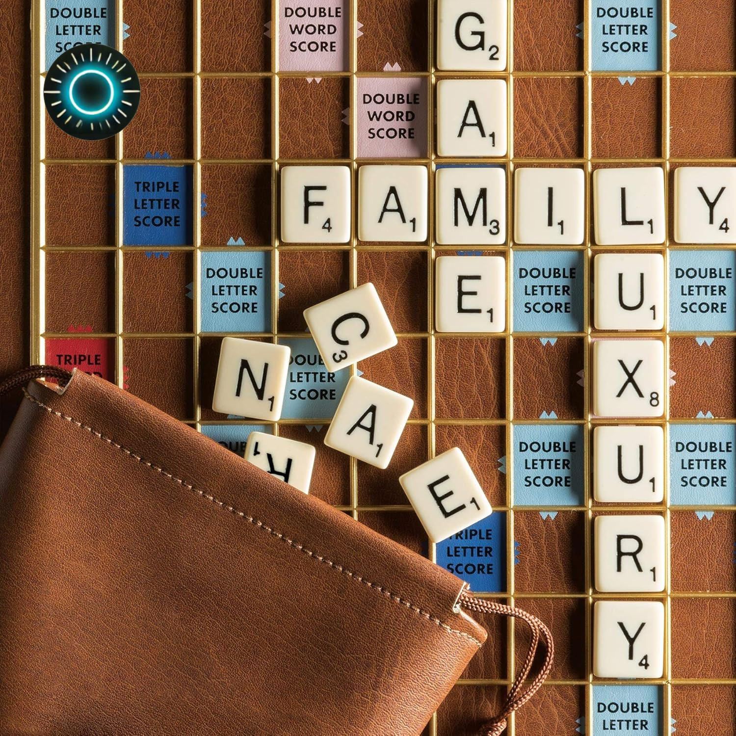 Scrabble Luxury Edition with Rotating Wooden Game Board 100 faux ivory SCRABBLE
