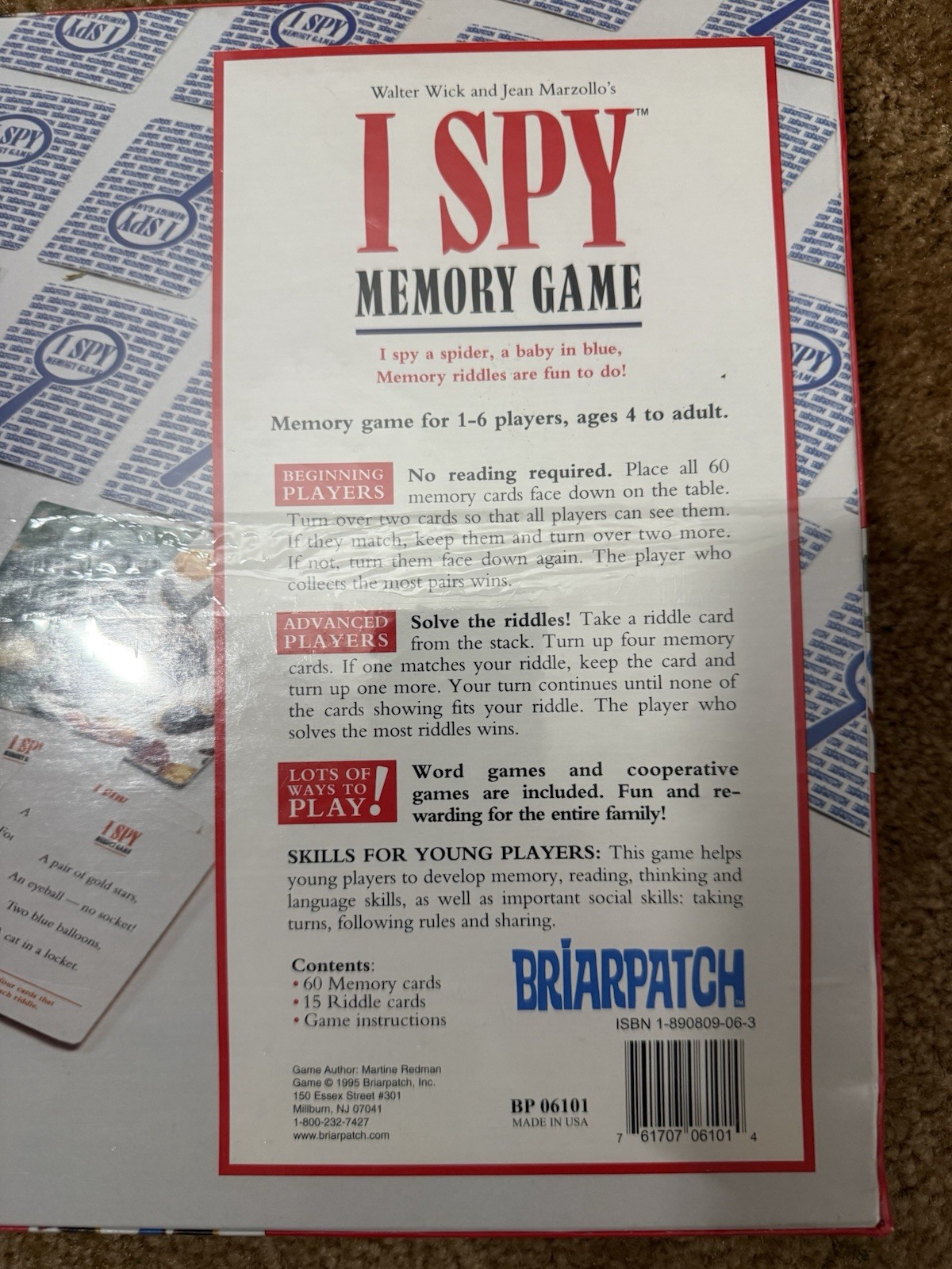 NEW SEALED!! Briarpatch I Spy Memory Game: A Game Of Picture Riddles VTG 1995