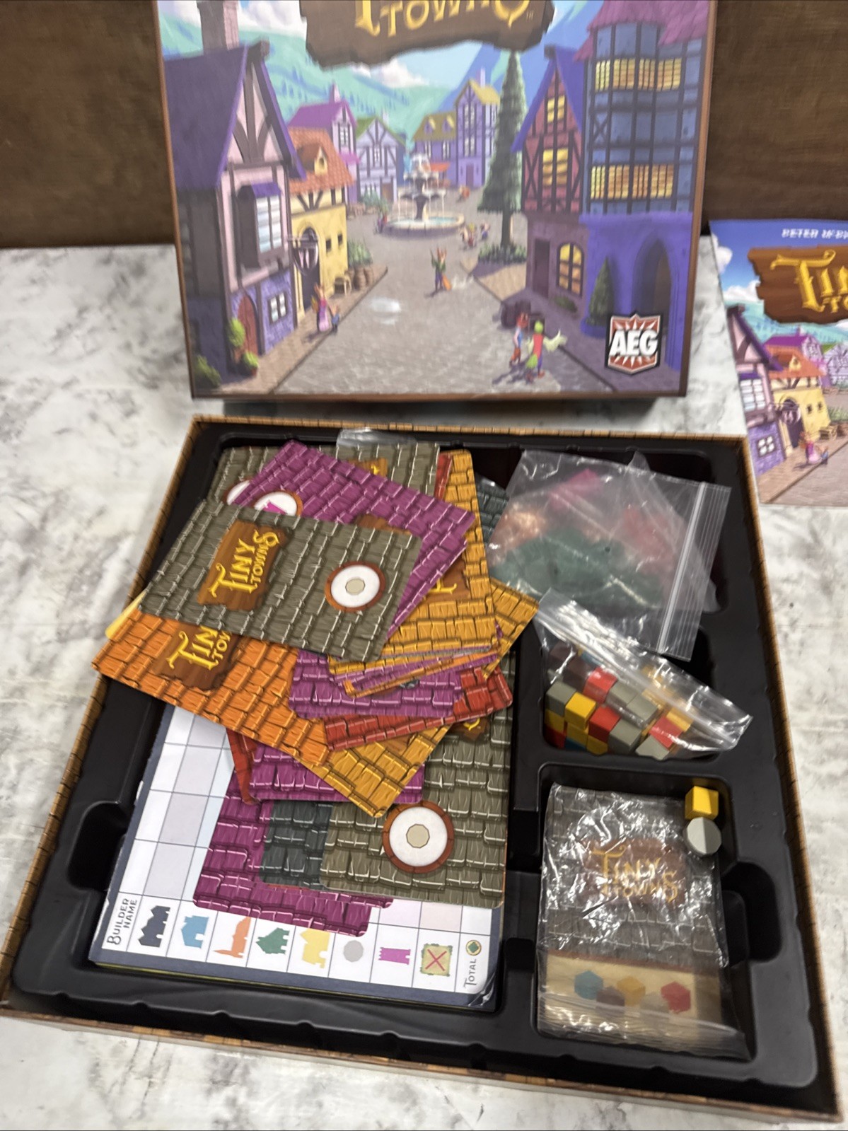 Tiny Towns Board Game – AEG Peter McPherson 2019 Complete Unused?