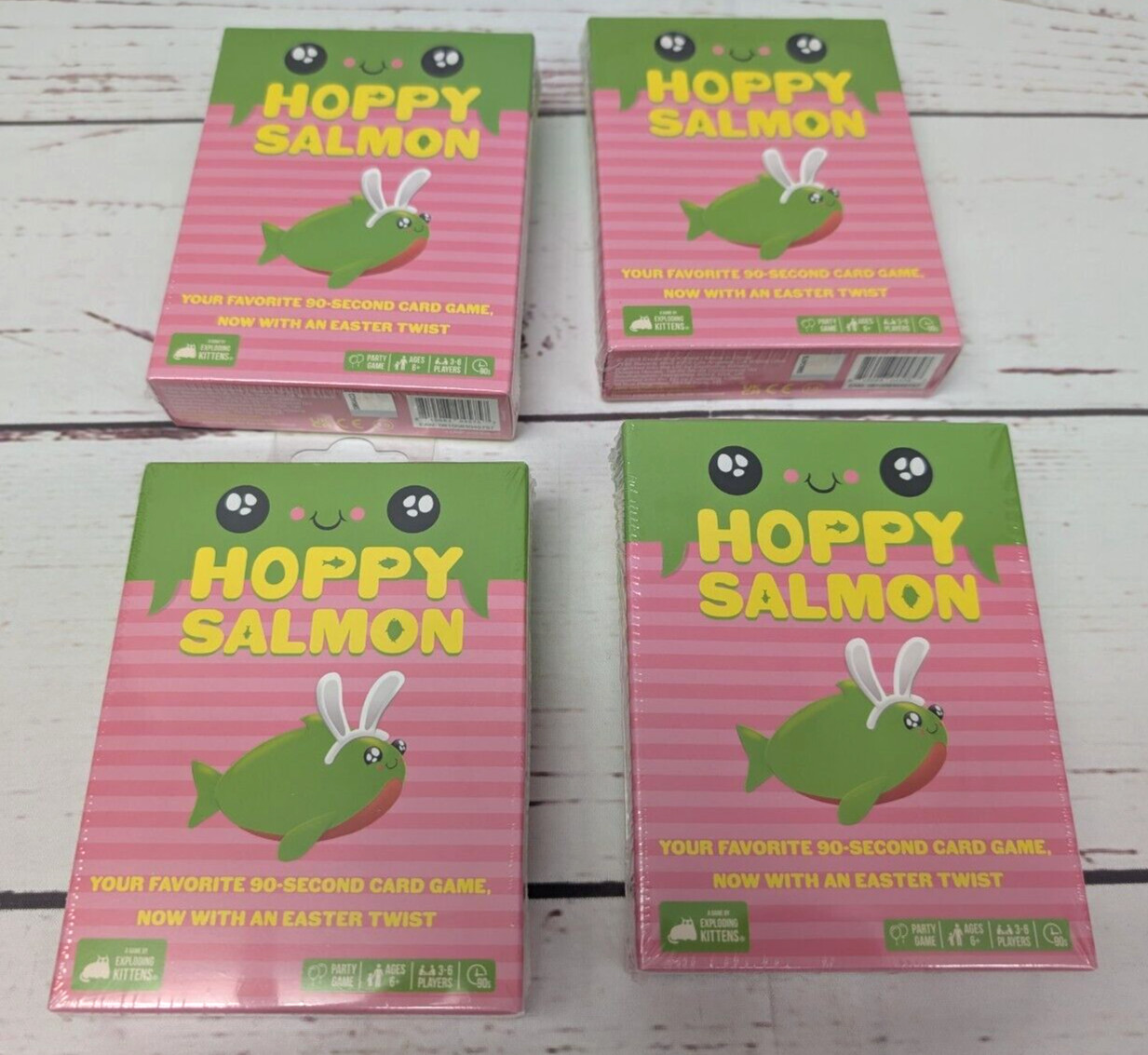 4 Hoppy Salmon Card Party Games NIS Exploding Kittens Easter Basket Gift Stuffer