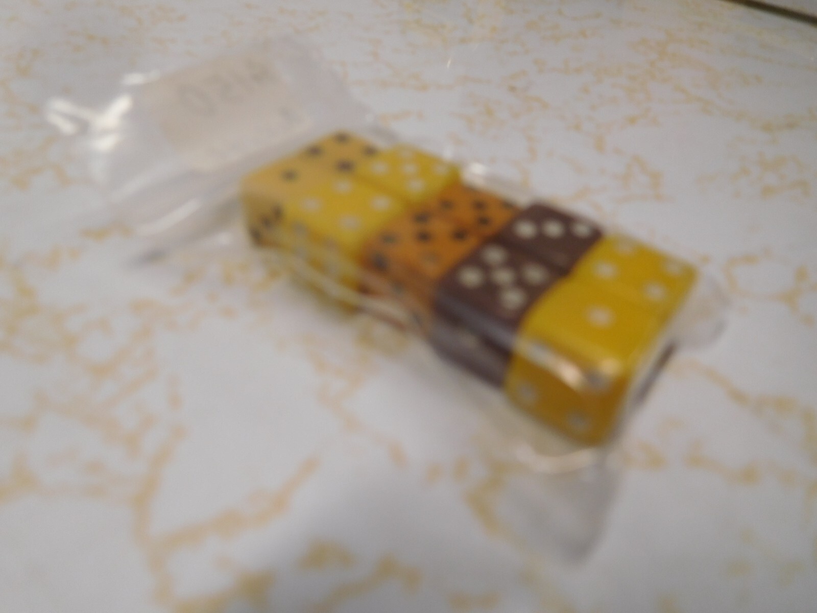 10 Vintage Bakelite Mini-Dice ~ 5 Pairs in Yellow, Brown, Tan ~ 5/16th inch