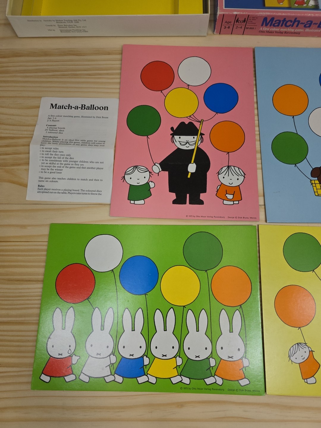 Vtg 1973 Ravensburger Match-A-Balloon Color Matching Game Dick Bruna Complete