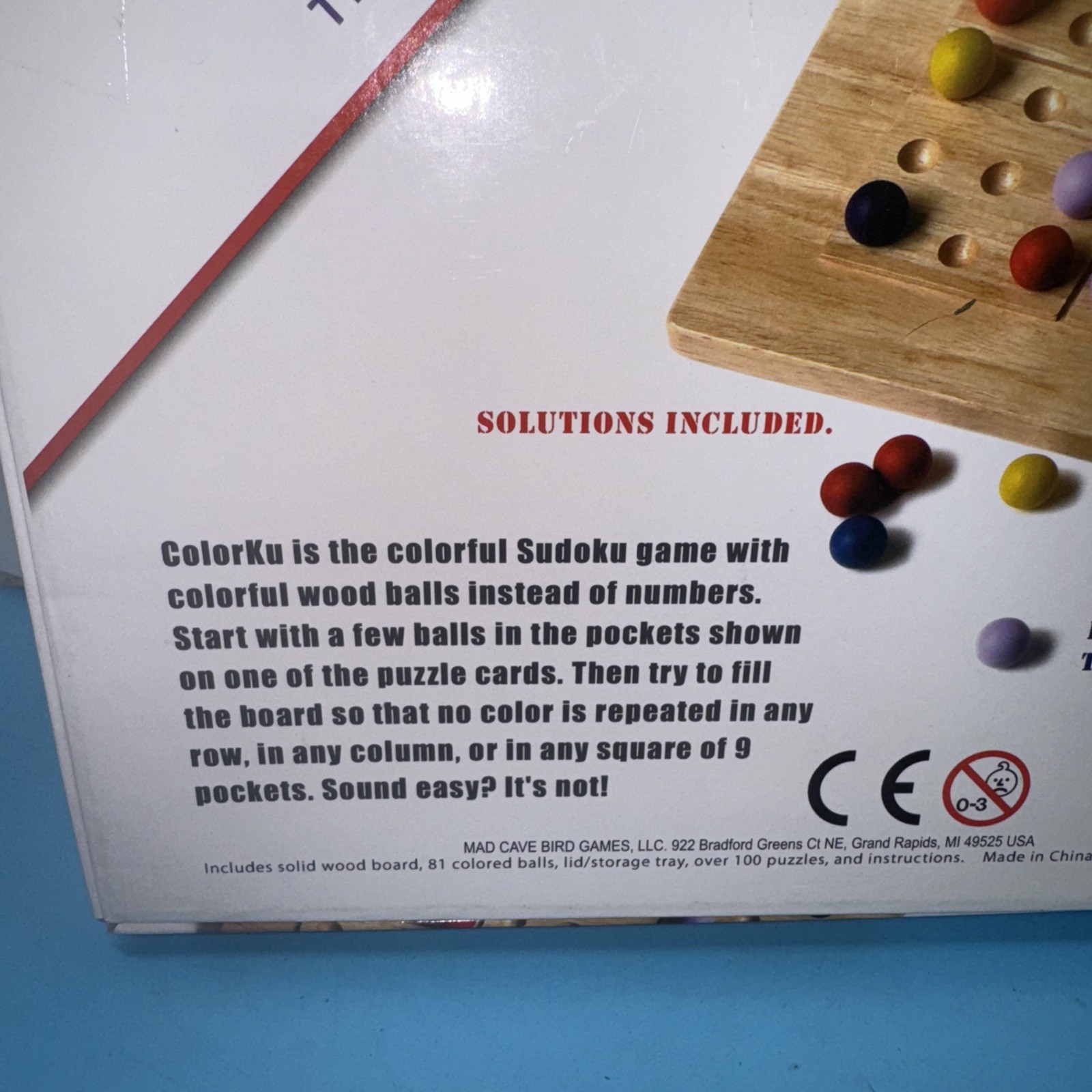 Colorku Game COMPLETE Mad Cave Bird 2006 Wood Wooden Board Colors Sudoku W/Cards