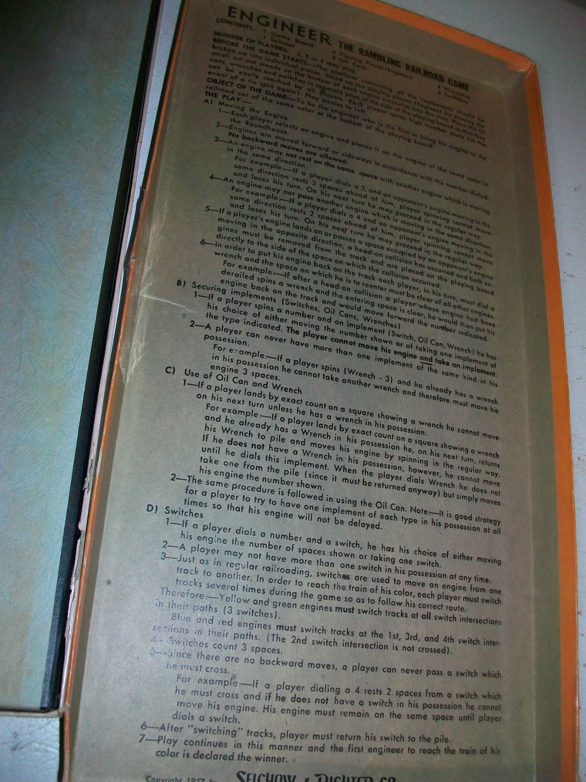 Selchow & Righter 1957 – ENGINEER – The Rambling Railroad Game (Complete)