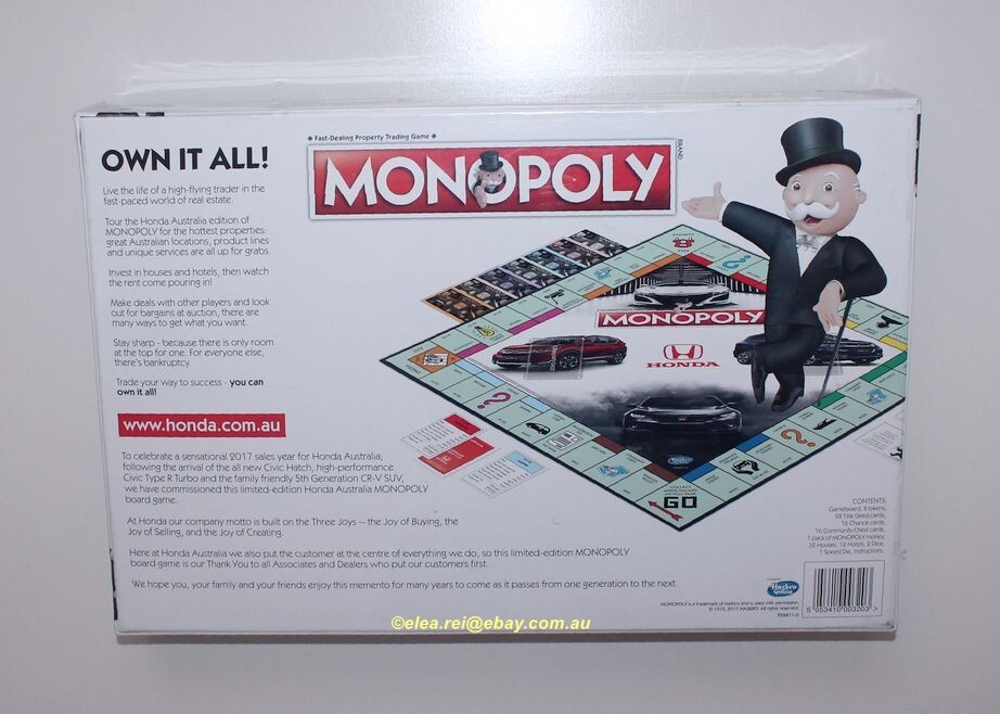 Honda Australia MONOPOLY Board Game 2017 Limited Edition Hasbro NEW SEALED