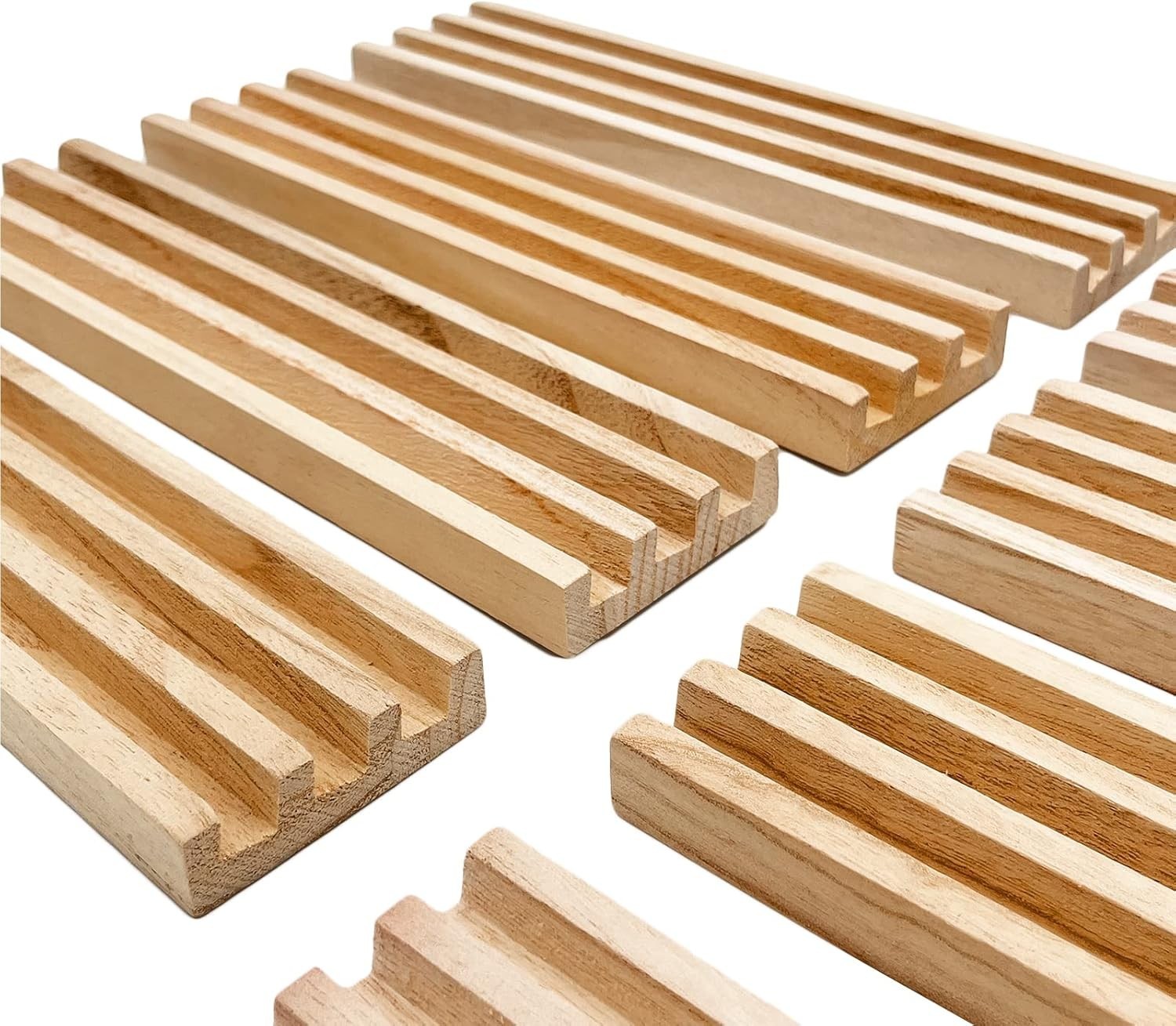 Wooden Domino Racks/Trays Set of 8 Natural Domino Trays Holders Organizer for…