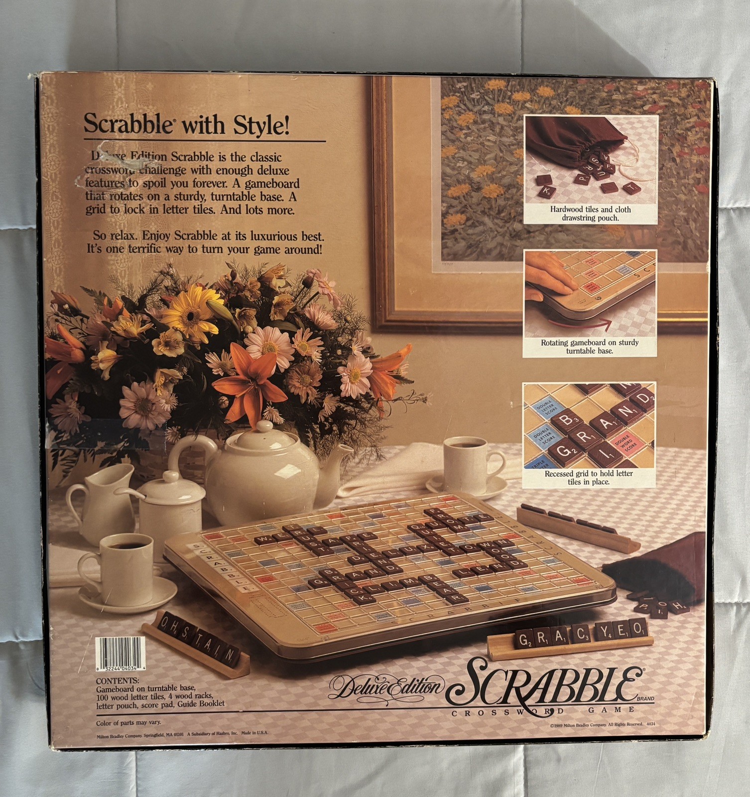 Scrabble Deluxe Edition Board Game Crossword Rotating Board 4034 1989 Complete