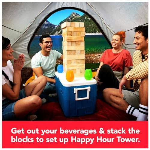 Spin Master Games Happy Hour Tower Giant Jumbling Wooden Blocks 6069713 – Wood