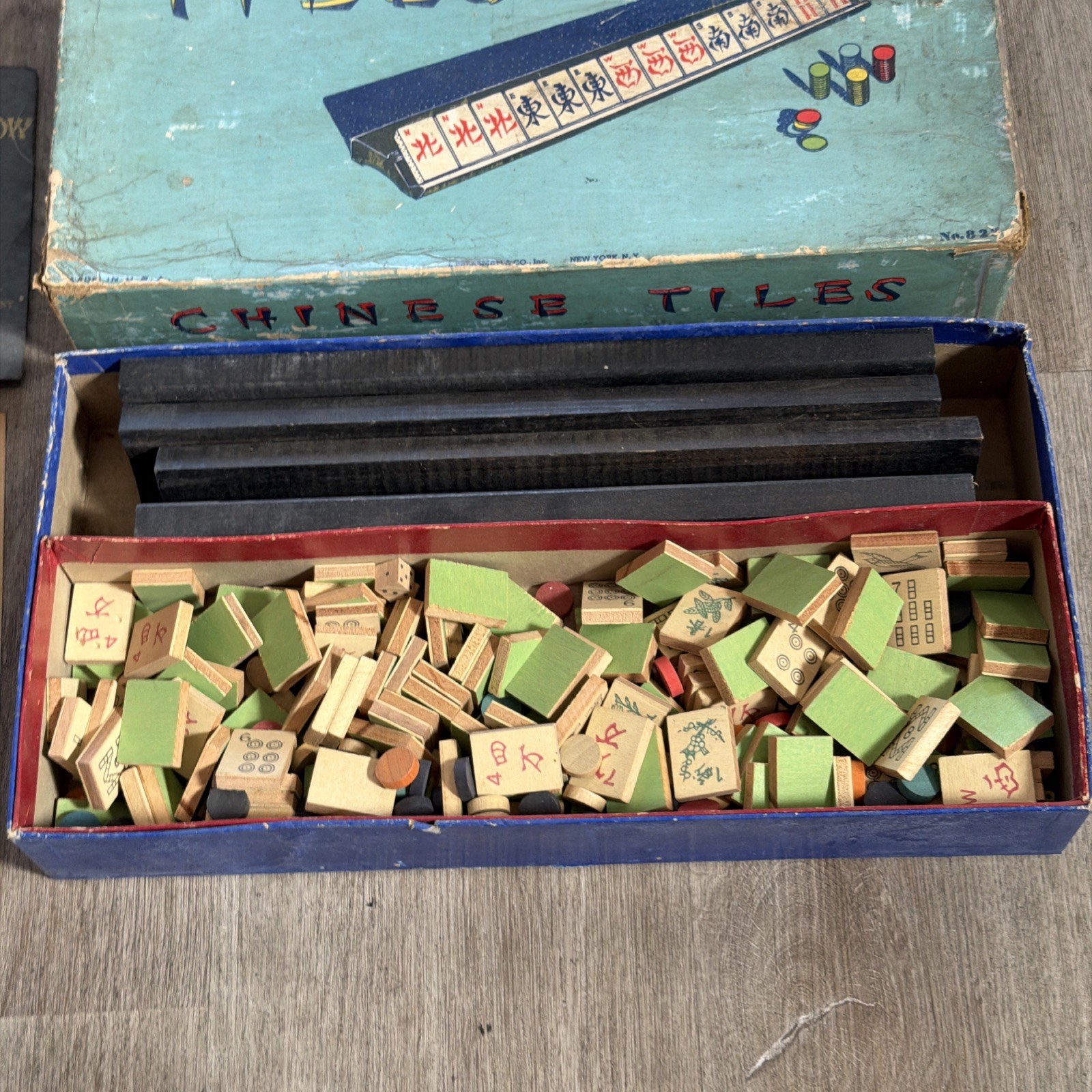 Vintage Chinese Tiles Game Wooden 1939 J Pressman & Co Mah-Jong Mahjong Rare HTF