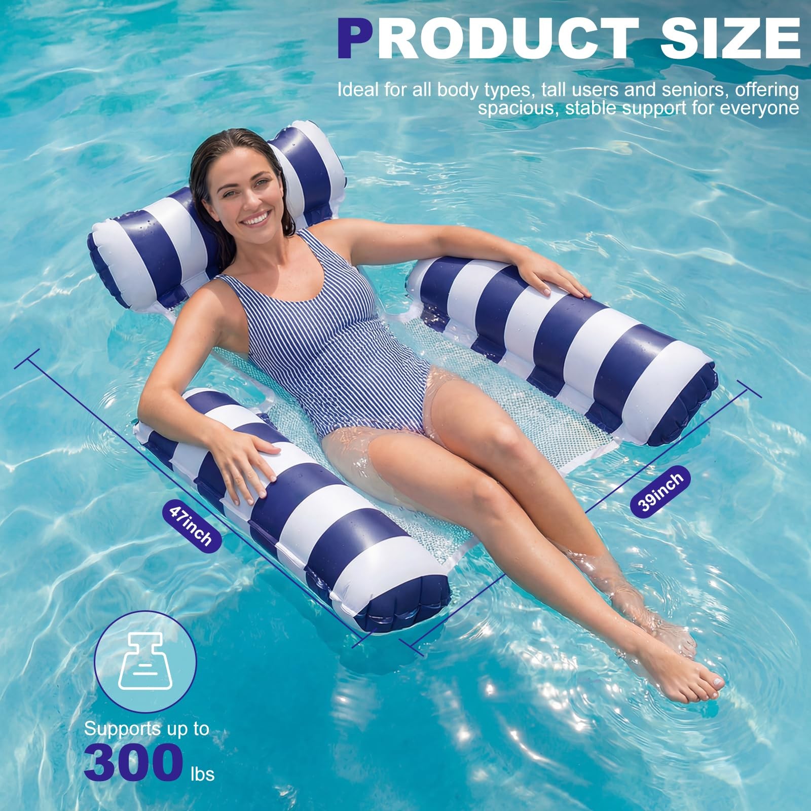 Pool Float 2 Pack Heavy Duty Non Stick PVC Mesh Seat Dark Blue Pink SULIMRA Lake