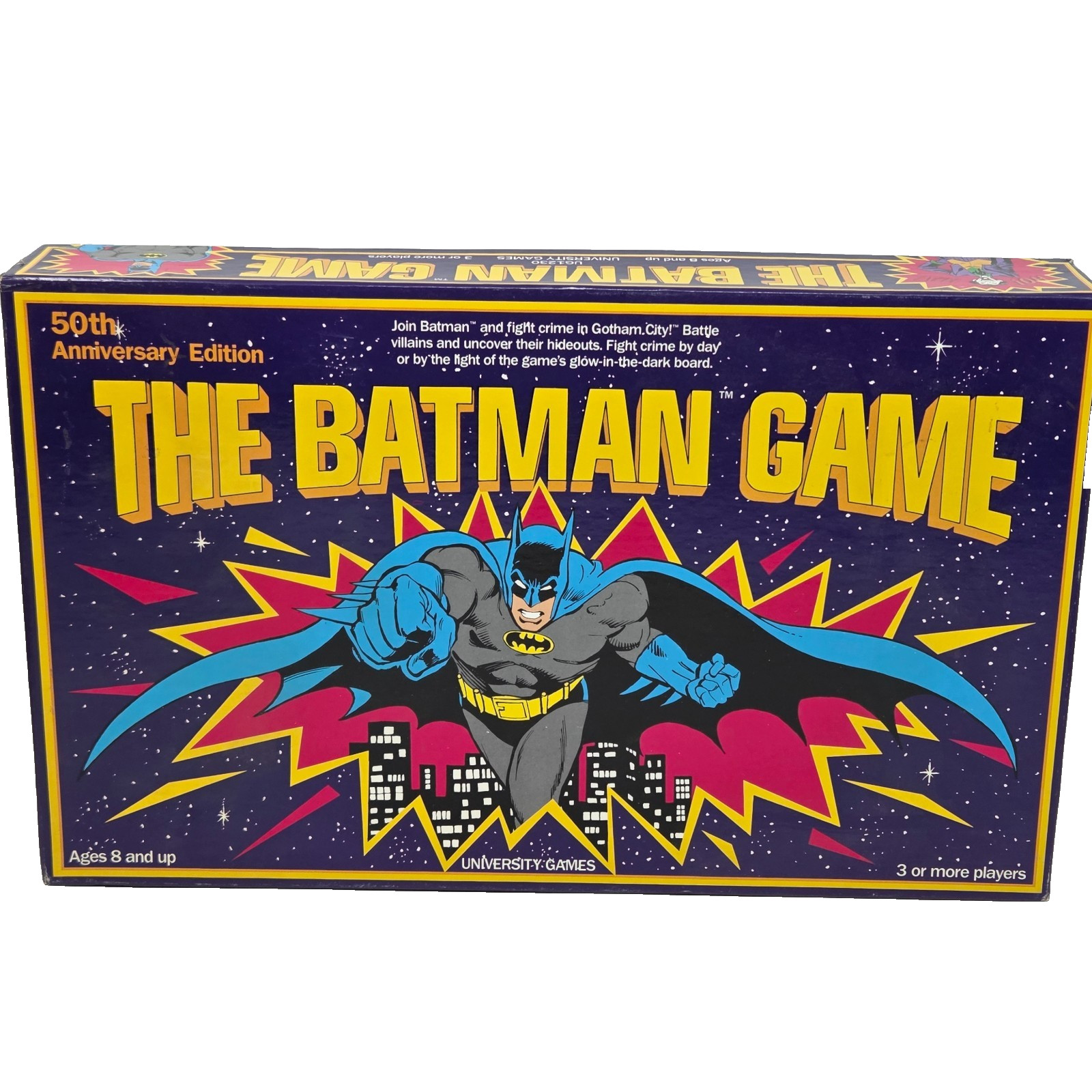 VINTAGE 1989 THE BATMAN GAME 50TH ANNIVERSARY BOARD GAME 100% COMPLETE DC COMICS