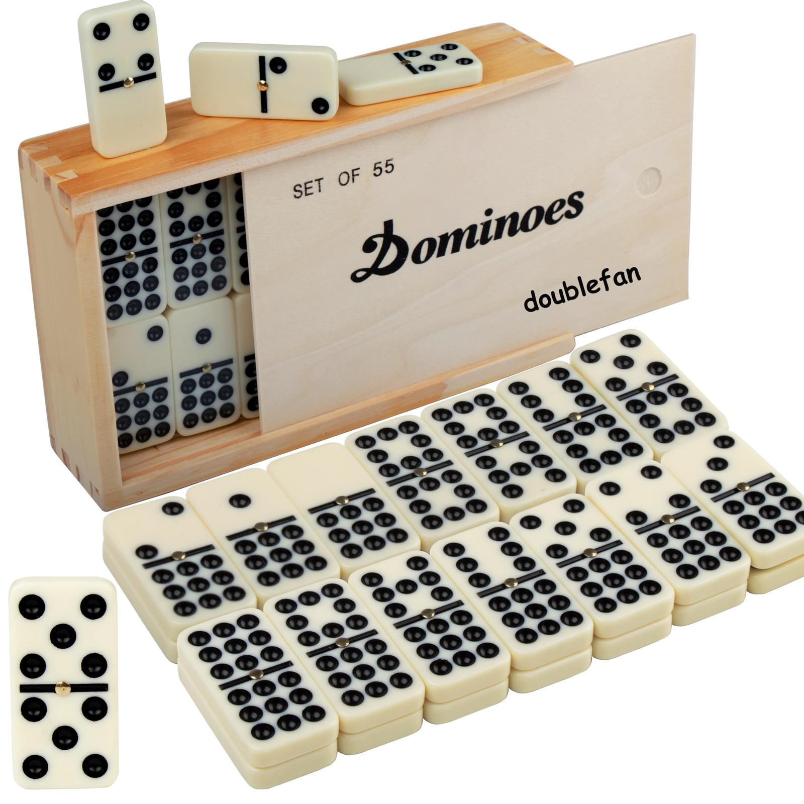 Domino Set for Adults, Double Nine Dominoes Set with Wooden Case for Classica…