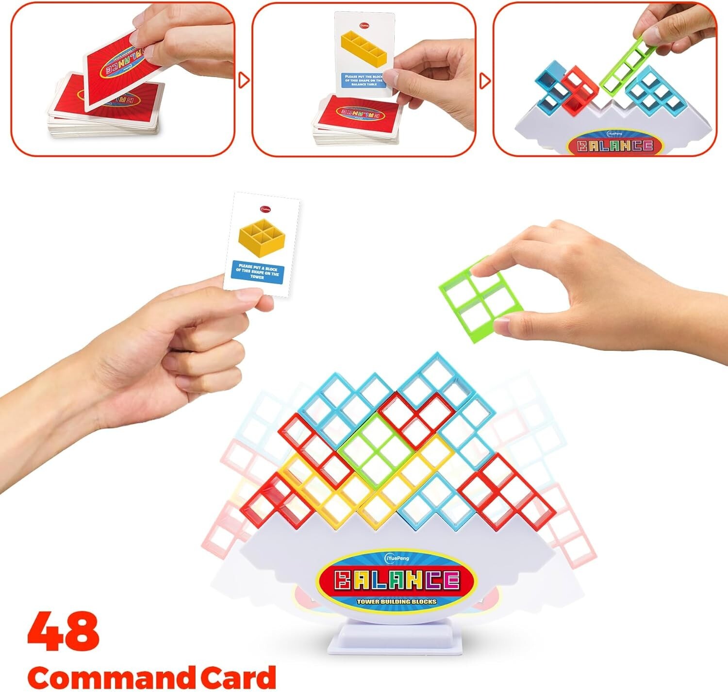 48 Pcs Board Games for Kids & Adults Tetra Balance Tower Stacking Toys Perfec…