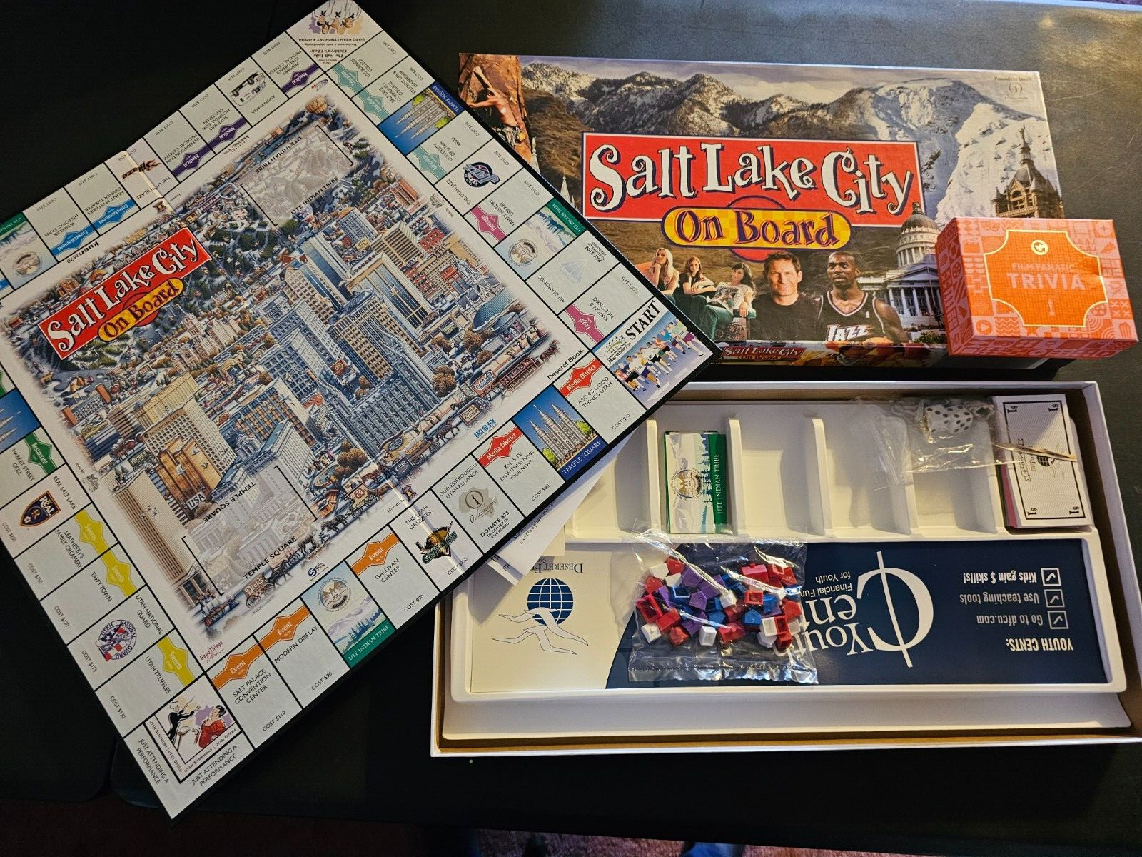 Monopoly Game UTAH SALT LAKE CITY ON BOARD NEW Parts + Film Trivia Lot 2 Games