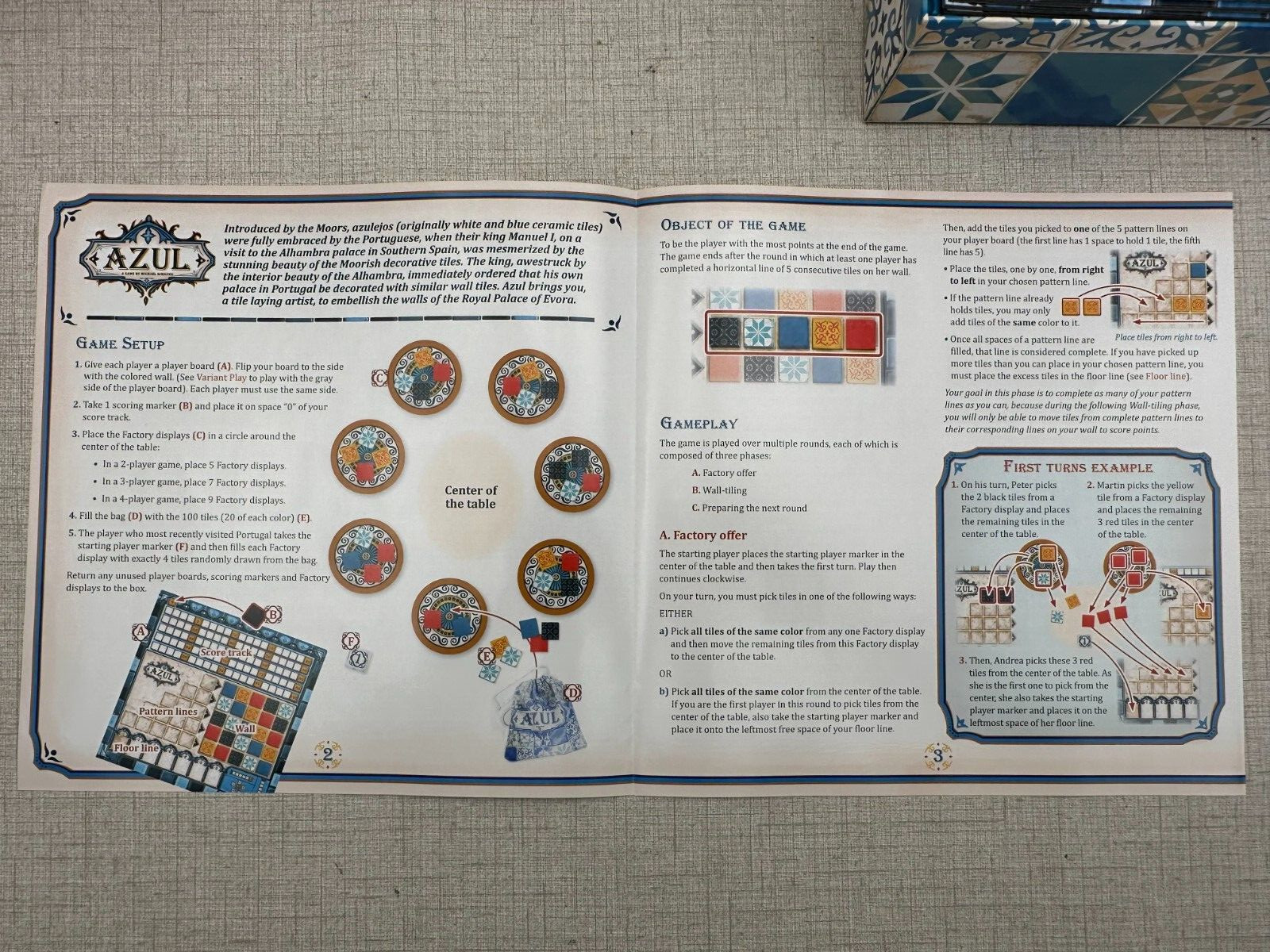 AZUL Tile Board Game by Michael Kiesling Next Move Plan B Games Complete EUC