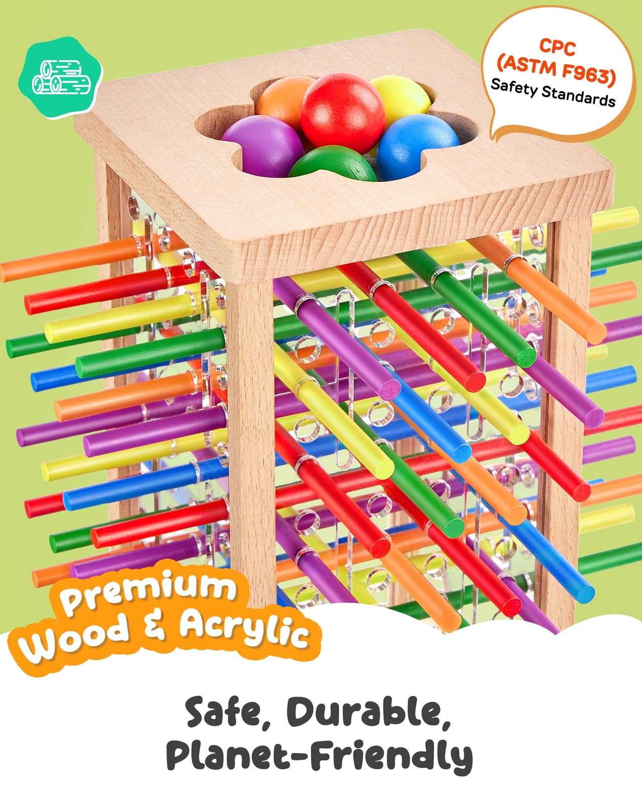 Montessori Wooden Board Game, 42 Colorful Sticks Board Games for Kids 4-6, Ma…