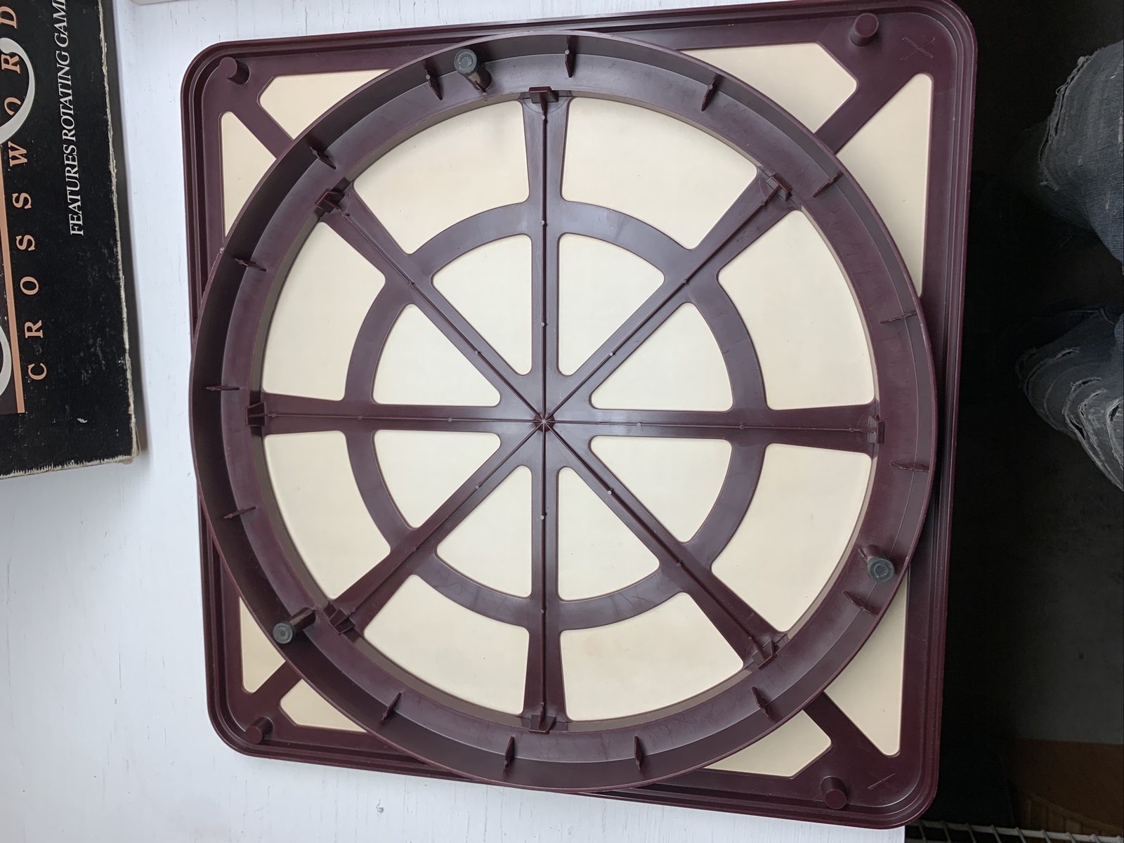 Scrabble Deluxe Edition Crossword Board Game Rotating Table- Incomplete Handmade