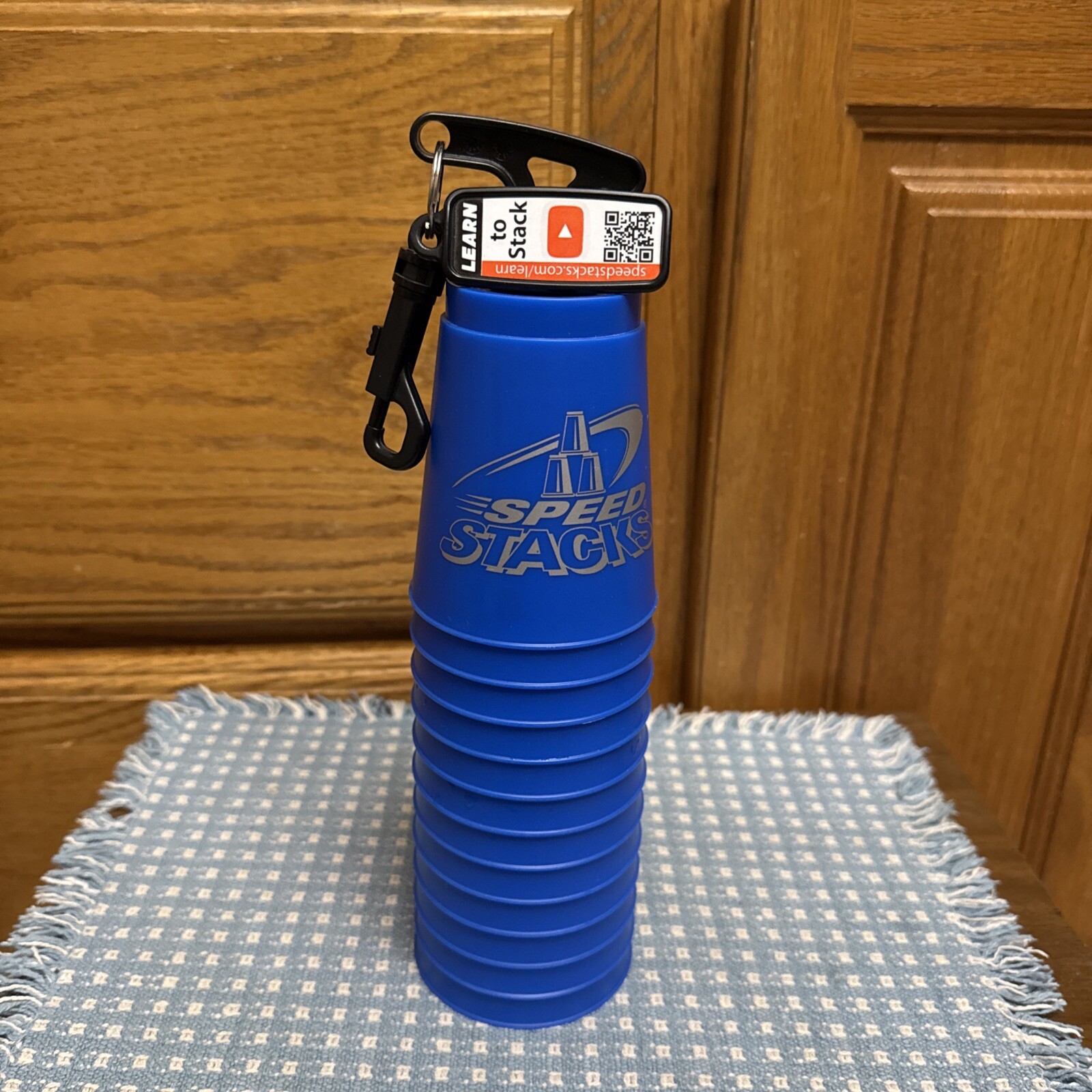 Blue Stacking Speed Stack Cup Set Game Official WSSA 12 Quick Release Holder