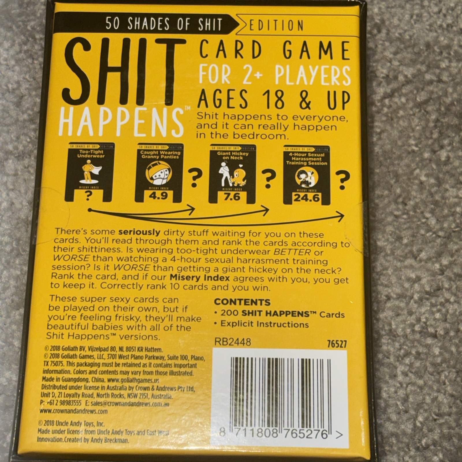 Sh!t Happens Card Game, 50 Shades of Sh!t Edition, 2+ Players Ages 18+ Sealed