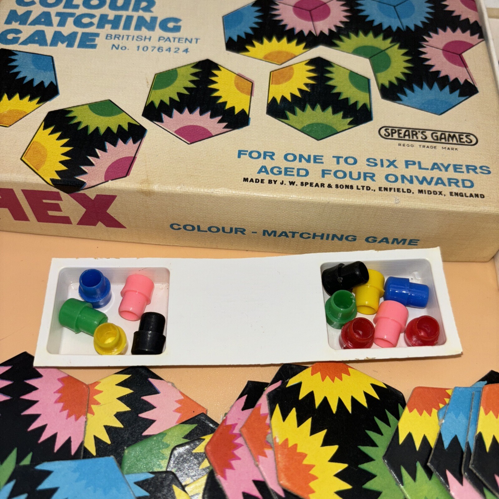 Lot Of 2 Spear’s Games Picture Dominoes & HEX Colour Matching Vtg 1960-1970 MINT