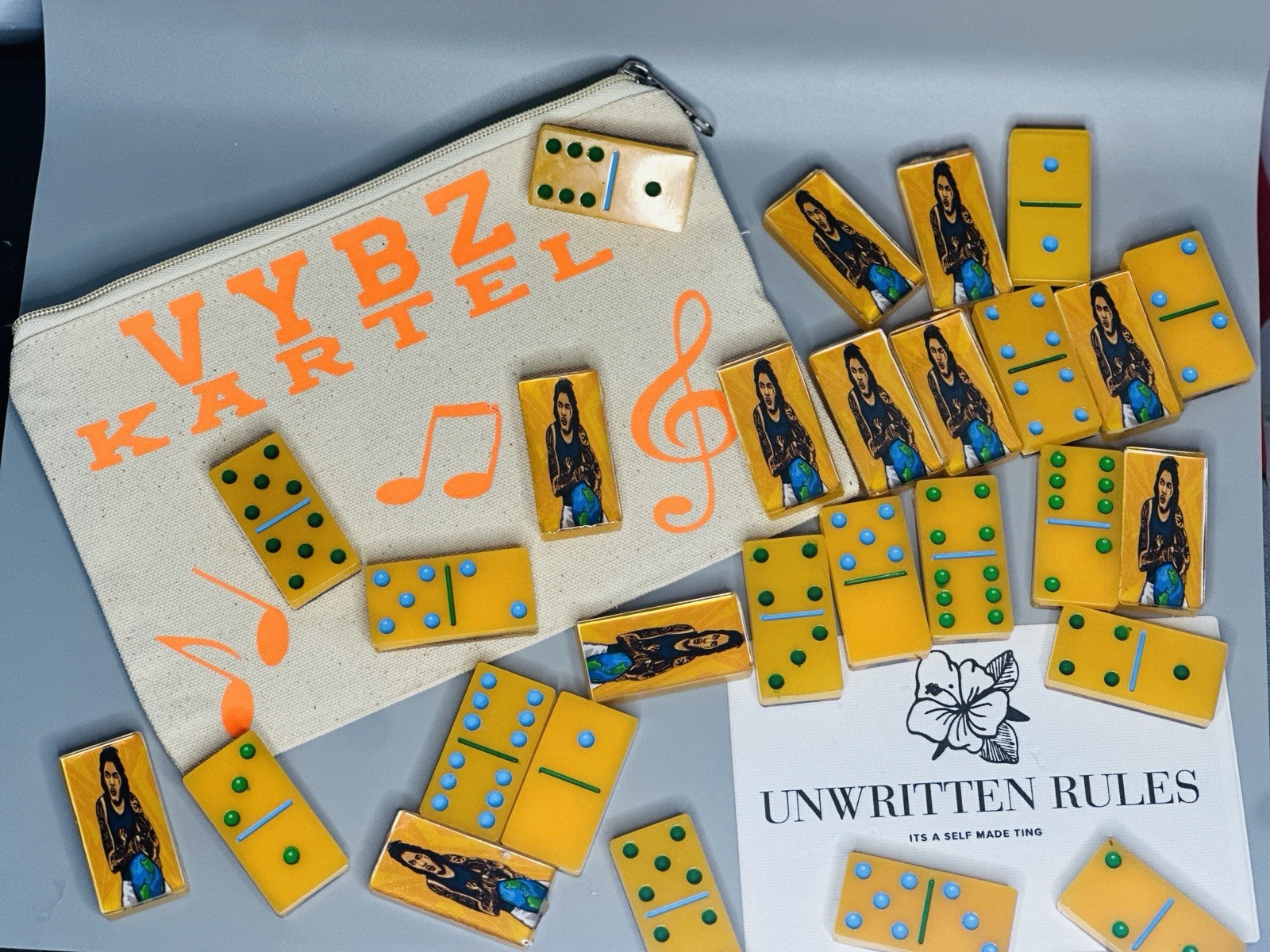 Unwritten Rules Custom Design Dominoes Complete Game w/ Pouch