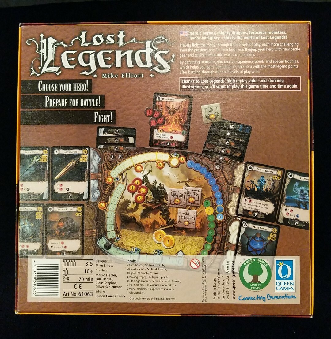 Lost Legends Board Game By Mike Elliott Queen Games Ages 10+ 3-5 Players