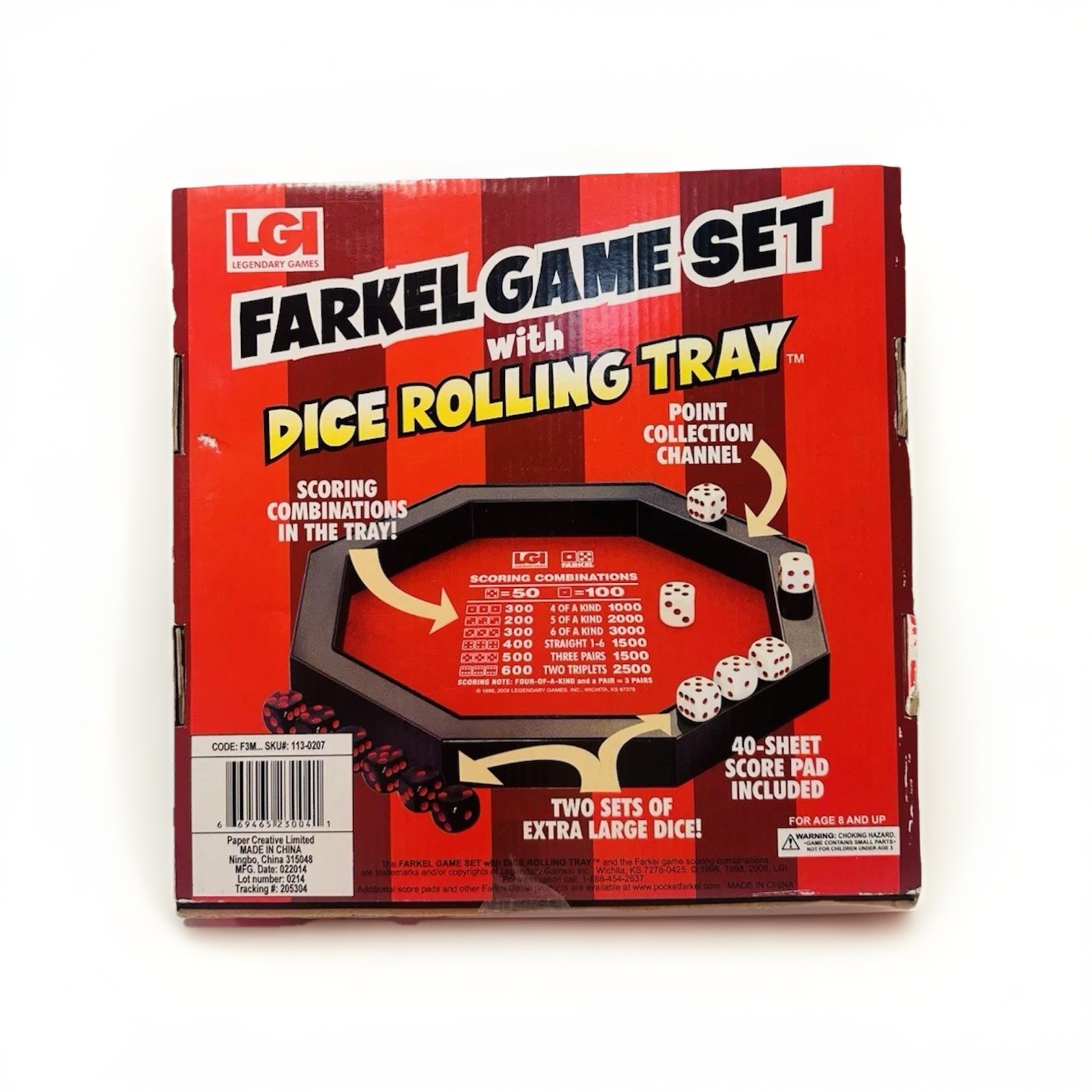 2006 Farkel Game Set with Deluxe Dice Rolling Tray, Built-in Dice-Collection NIB