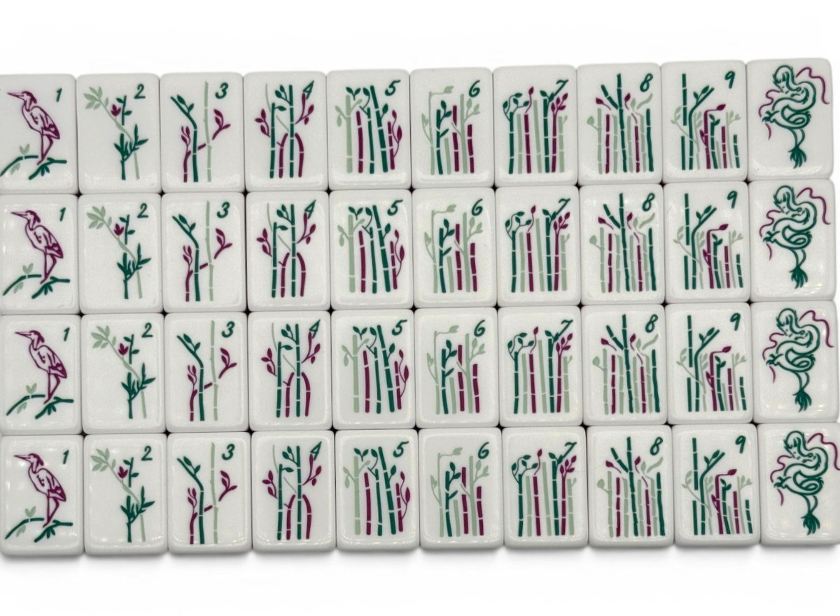 American Mahjong Tile Set 160 Tiles Jade Garden Chinoiserie Bag Gift Box Dice