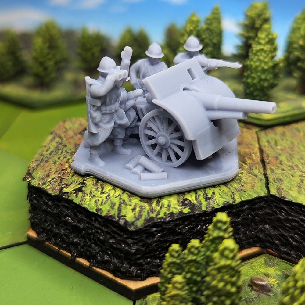 WW2 French Canon de 105 mle 1913 Schneider Gun & Crew Artillery | 15mm, 1/72