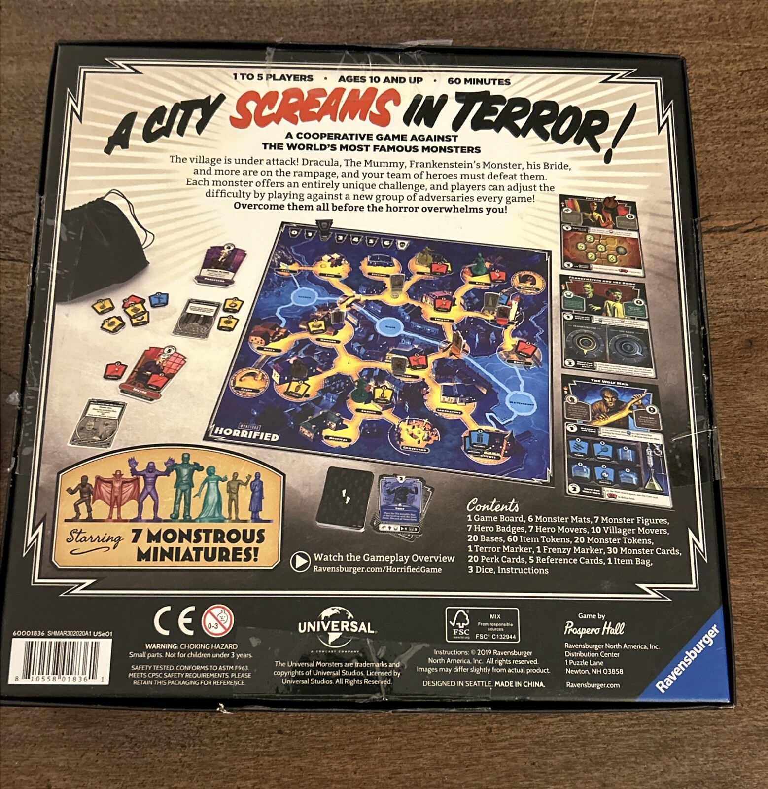 Universal Studios HORRIFIED Monsters Strategy Board Game Ravensburger Complete