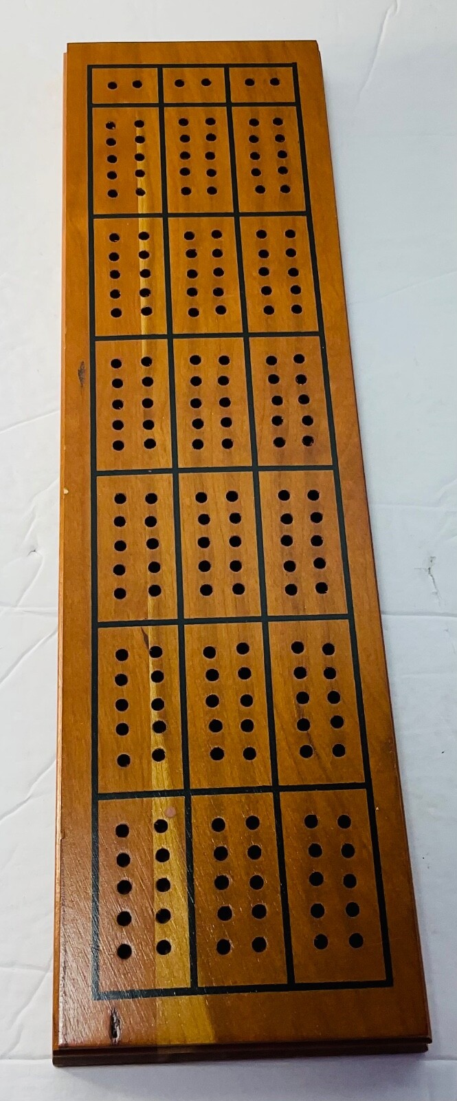 Drueke No 28 Natural Finish Hardwood Cribbage Board Vintage In Box