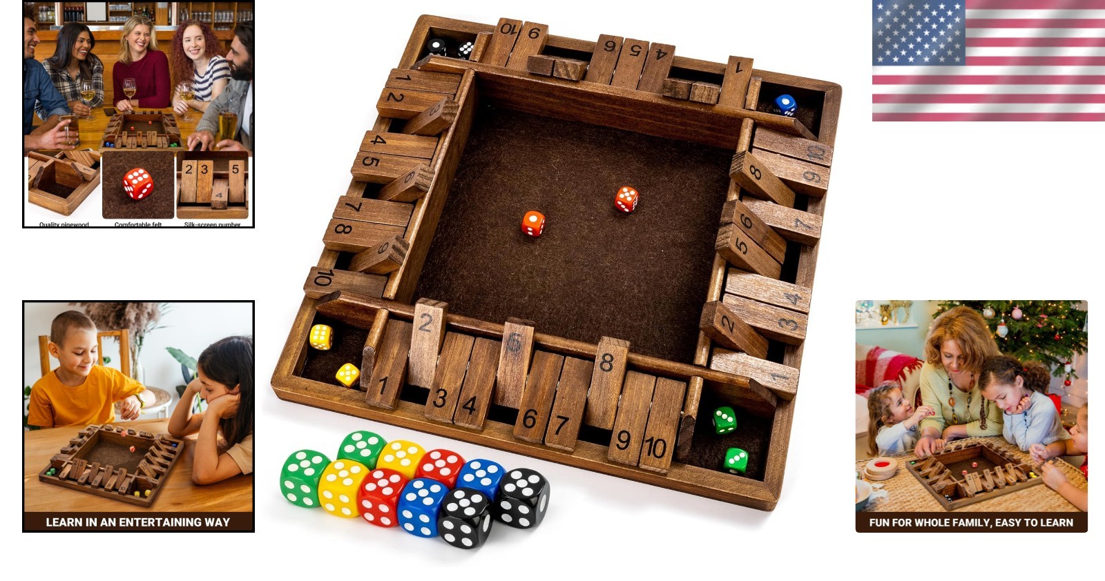 14″ 4-Way Shut The Box Game – Fun for All Ages!