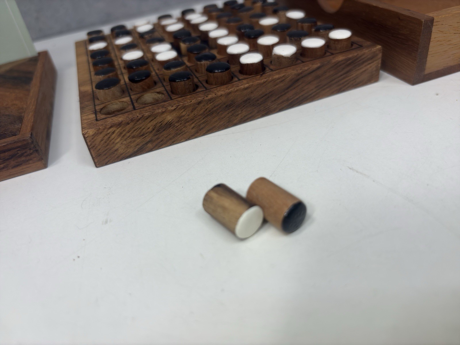 Lot of 2 SiamMandalay Wooden Tangram Puzzle & Peg Reversi Othello Travel Games