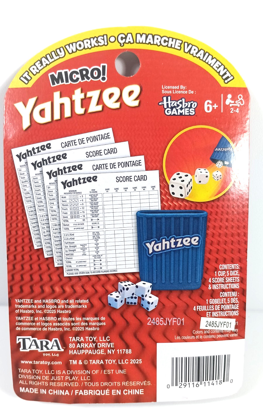 Hasbro Travel Small Micro Yahtzee Complete Dice Game Cup Score Instructions