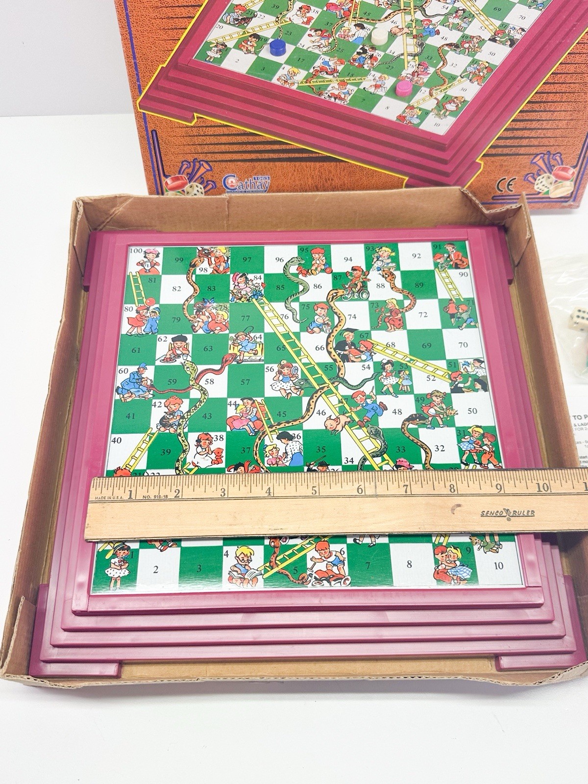 Cathay No. 975N Vintage Magnetic Snakes And Ladders Boardgame COMPLETE Travel