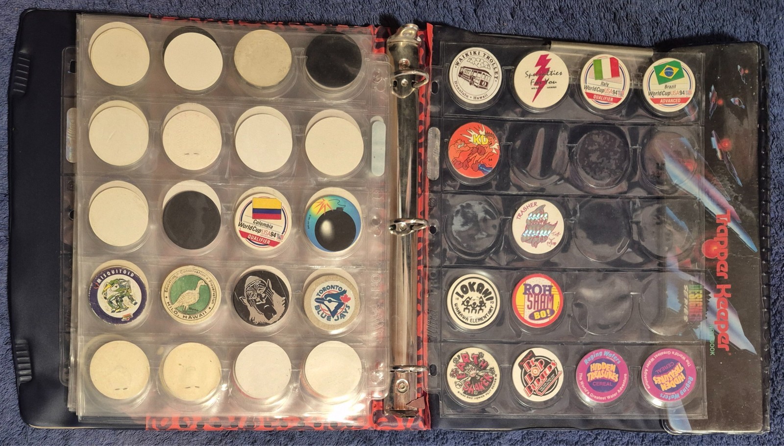 POGS LOT 229 TOTAL IN POCKET PAGES + TRAPPER KEEPER BINDER JOTS SNAPS CAPS