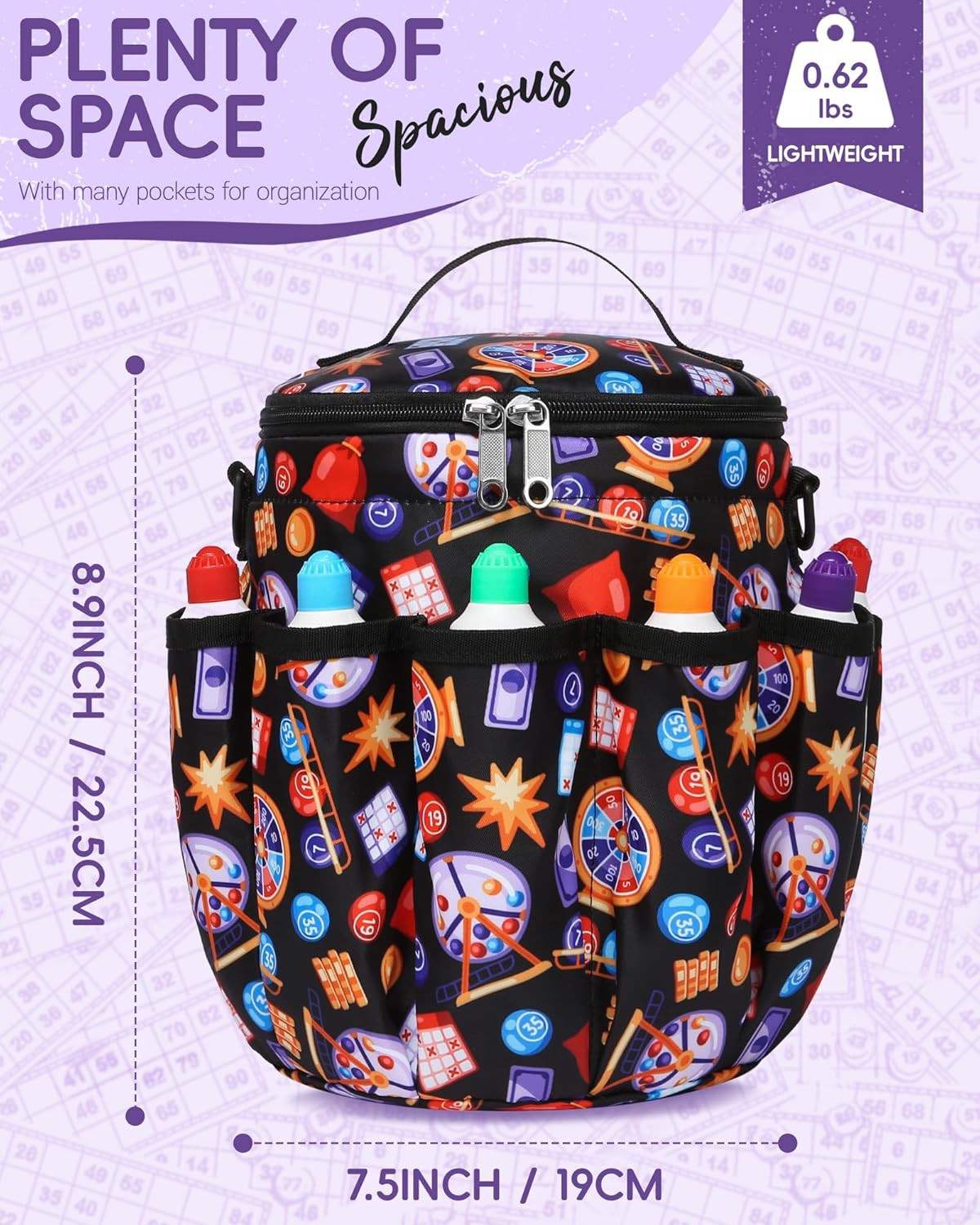 Bingo Bags with Pockets for Bingo Daubers Dabbers Dobbers Dotters Bingo Bag for