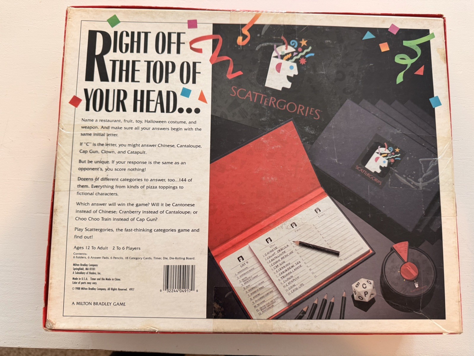 SCATTERGORIES Board Game 100% COMPLETE 1988 VINTAGE AWARD WINNER